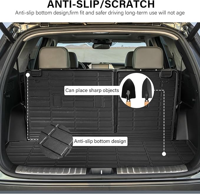 Floor Mats for 2022 2023 2024 2025 Nissan Pathfinder Cargo Mat Liner | All Weather TPE Protector Back Seat Cover 3rd Row for 2022-2025 Nissan Pathfinder Accessories