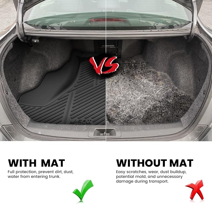 LASFIT Cargo Mat for Honda Accord 2008-2012, All Weather TPE Custom Fit Pet Friendly Easy Clean Trunk Mat Cargo Liner Accessories, Black