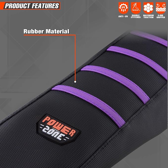 Universial Dirt Bike Seat Cover - Soft Ribbed Rubber Seat Covers for Motorcross Enduro (Purple)