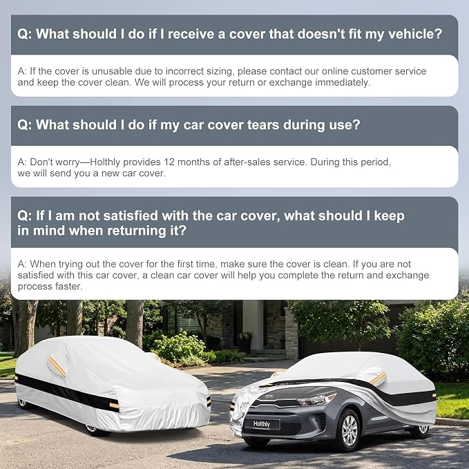 10 Layers Sedan Car Cover Custom Fit for Kia Rio (1999-2026), Waterproof All Weather for Automobiles, Outdoor Full Cover Sun Dust Rain Protection with Cotton. Silver