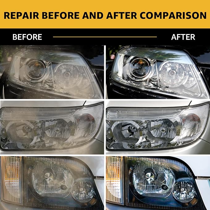 Headlight Restoration Kit, Ceramic Headlight Cleaner and Restorer Kit 2-Step Wipes, Removes Yellowing, Oxidation & Cloudiness, Restores Clarity Brings Headlights Back to Like New Condition,（1 Pack）