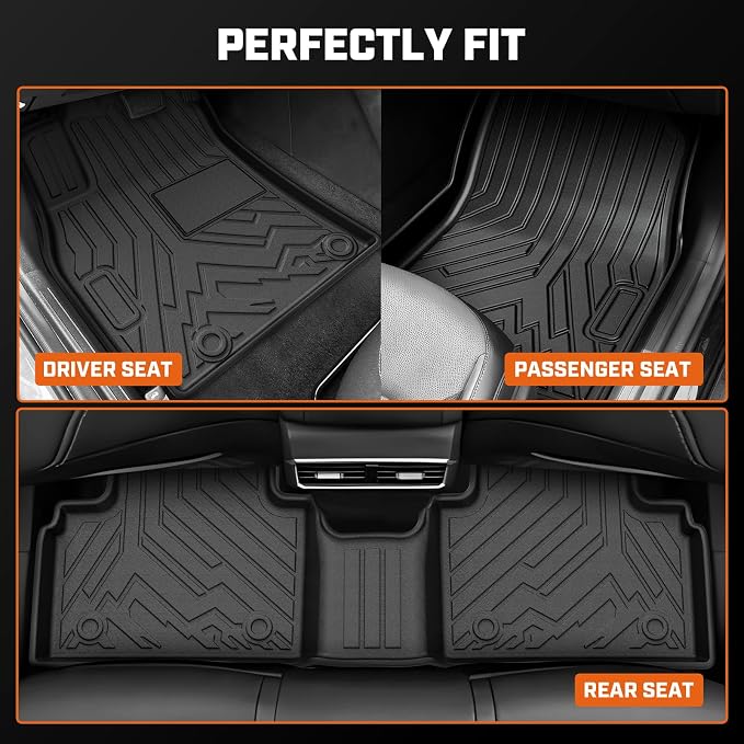 Mixsuper Floor Mats for 2019-2026 Chevy Silverado/GMC Sierra 1500 Crew Cab, 2020-2026 Chevrolet Silverado/GMC Sierra 2500HD/3500HD Crew Cab (Fit with Rear Under-Seat Storage Box) with Door Sill Guards