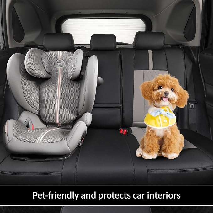 EKR Car Seat Covers Custom Fit for Toyota 4Runner(5 Seats) Full Set | for Toyota 4Runner 2003-2009(Manual Front Seats)Airbag Compatible,Waterproof Pet-resistant,Faux Leather(Black+Light Gray)