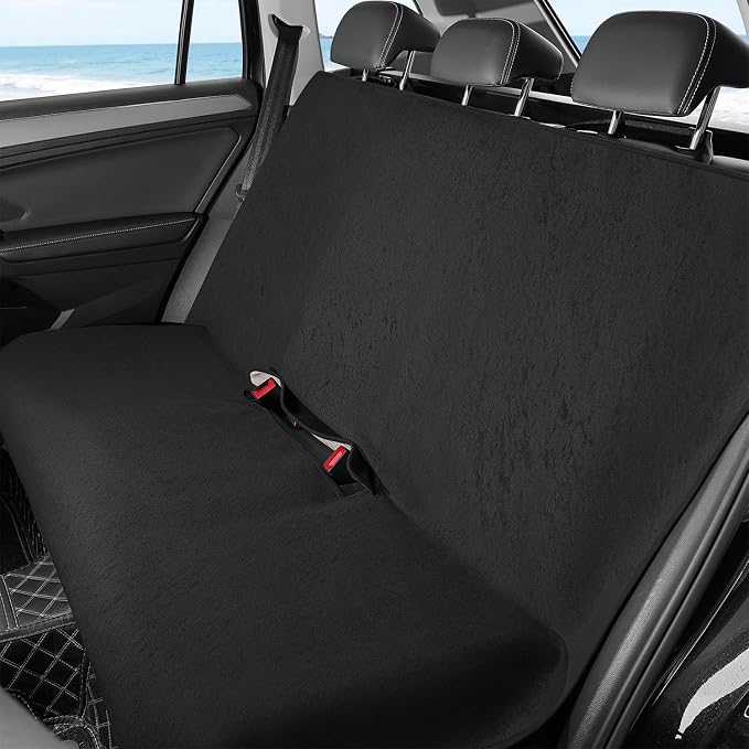 Waterproof Car Seat Cover Bench Black Full Size Universal Fits Car Sweat Towel for Trucks SUV Van Rear Car Seat Protector Protector Cloth Seats Pack of 1