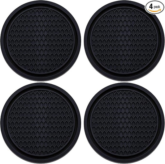 4PCS Car Cup Holder Coaster, Universal Auto Non-Slip Cup Holder Coaster, 2.75In Universal Non-Slip Recessed Car Interior Accessories (Black)