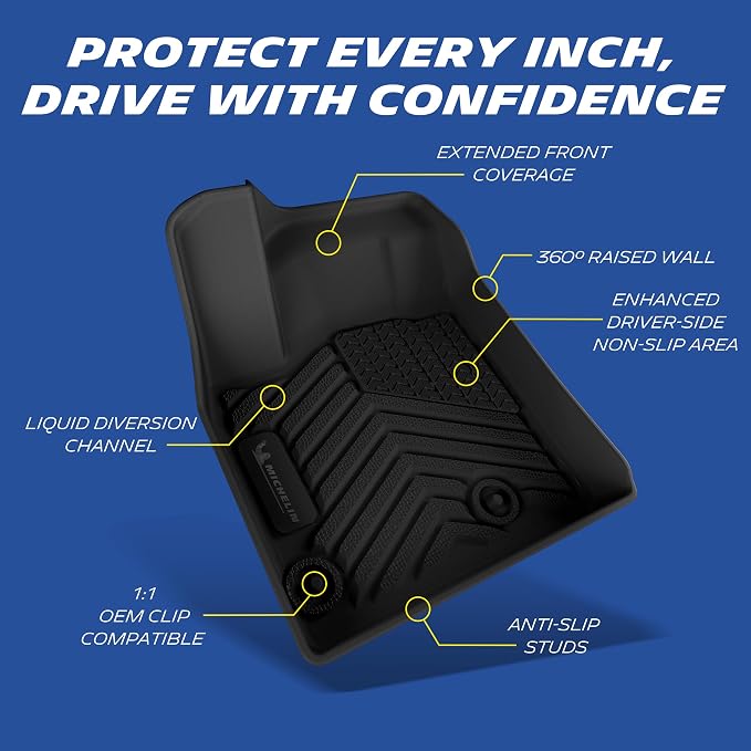 Michelin Vehicle Mats, All-Weather TPE Custom Fit Liner for 2021-2026 Nissan Rogue (3 Piece), Not for Sport/PHEV, Premier