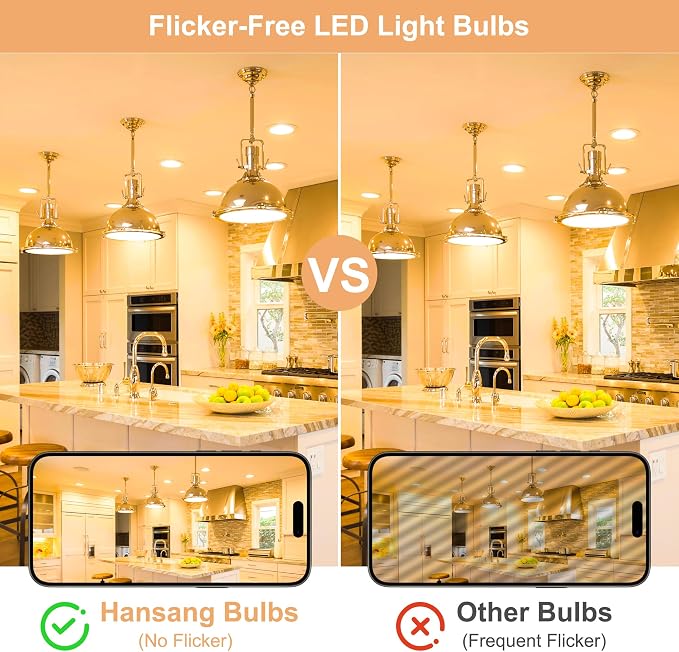 A19 LED Light Bulbs, 60W Equivalent, 2700K Soft Warm White LED Bulb with E26 Standard Base, Efficient 9W, Non-Dimmable, 800 Lumens, 120V, CRI 85, Eye-Friendly for Bedroom Living Room, 6 Pack