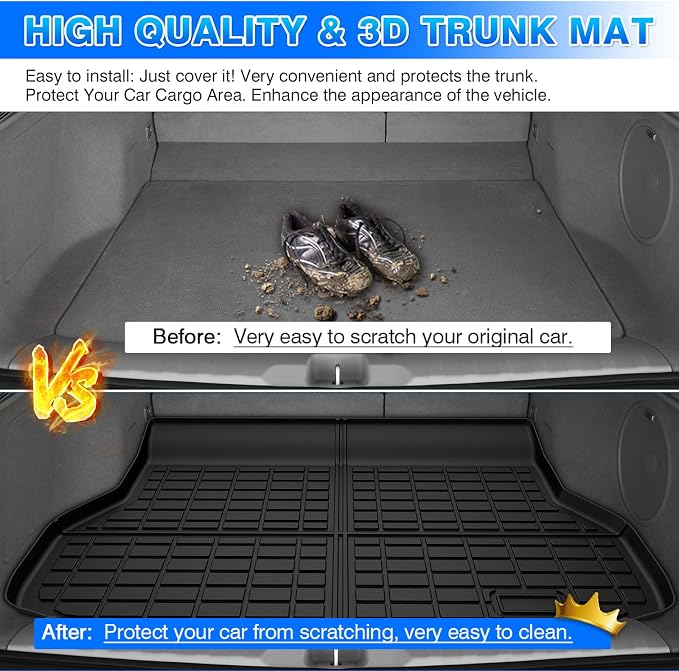 RDX Cargo mat - Trunk Mat for Acura RDX 2013-2018, All Weather Trunk Mat for RDX Accessories, Heavy Duty Rubber Mats, Car Accessories