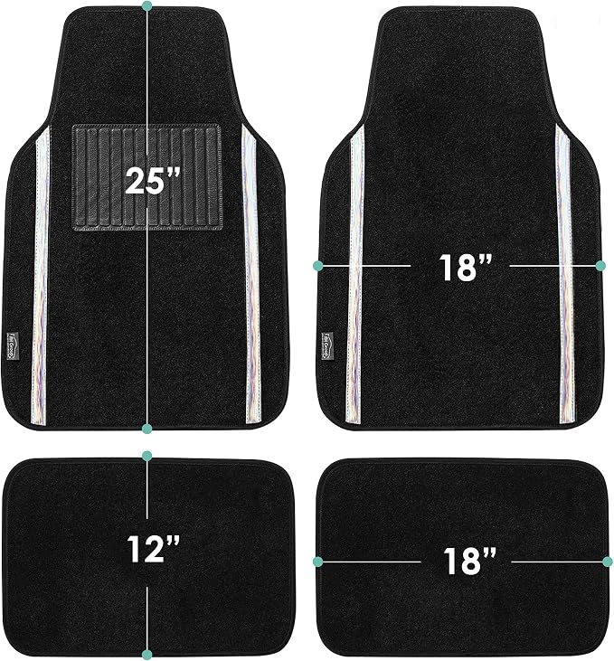 FH Group Universal Fit Car Floor Mats – All-Purpose Carpet Floor Mats & Protectors for Cars, SUVs & Trucks, Durable Automotive Carpet Mats, White & Black