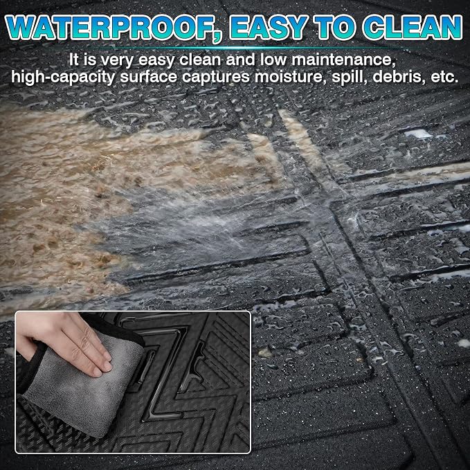 T TGBROS Floor Mats Toyota RAV4 2026 5 Seat (Only Fit Hybrid), All Weather TPE Custom Fit Car Mats 7PCS Set Door Sill Guards Anti Slip