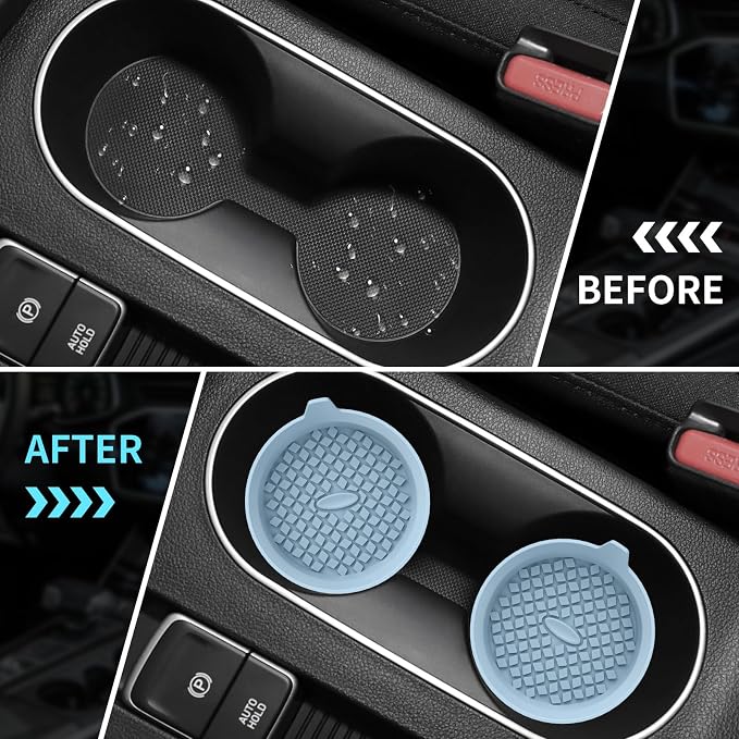 ME.FAN Car Cup Holder Coasters [4 Pack] Silicone Cups Mats, Automotive Universal Non-Slip Recessed Interior Accessories Ether