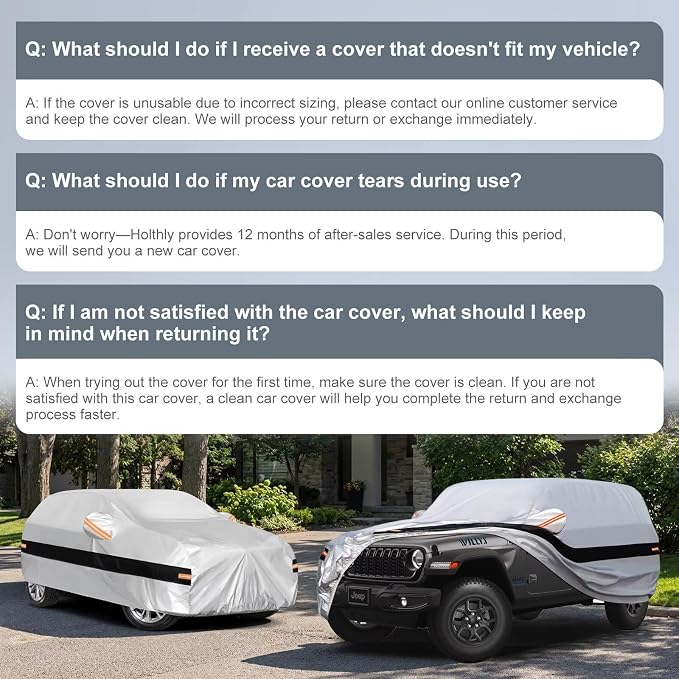 10 Layers Car Cover Custom Fit for Jeep Wrangler 4Door 4dr, Waterproof All Weather for Automobiles, Outdoor Full Cover Sun Dust Rain Protection with Cotton. Silver
