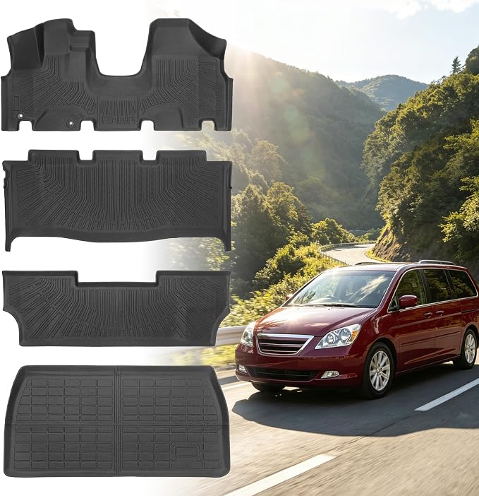 Floor Mats for Honda Odyssey 2005-2011,Front & Rear & 3rd Row & Cargo Liner | TPE All Weather Odyssey Floor Mats, Non-Slip Waterproof