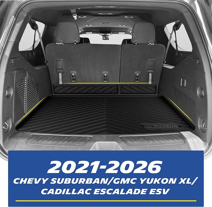 Michelin Vehicle Mats for 21-26 Suburban/Yukon XL/Escalade ESV, Trunk Mat | Not Fit Yukon/Escalade, All-Weather TPE Custom Fit Cargo Liner, Non-Slip, Odor Free, Premier (1 Piece)