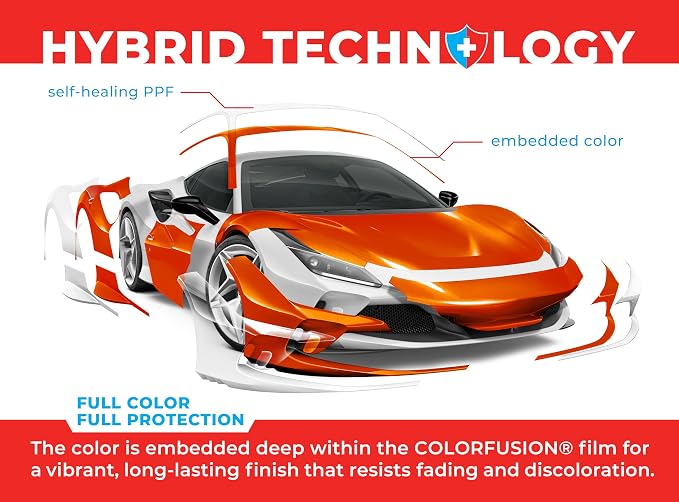 ColorFusion PPF by VViViD, Gloss Flame Orange Dry Apply PPF Vinyl Car Wrap Roll 1.3ft x 5ft