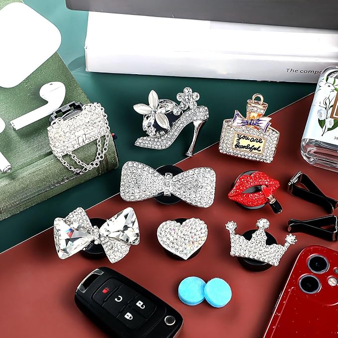 Frienda 8 Pcs Bling Car Air Vent Clips, Sparkling Rhinestone Car Accessories for Women, Crystal Cars Interior Decoration, Gift for Cars Lovers, Easy to Install, Universal Fit