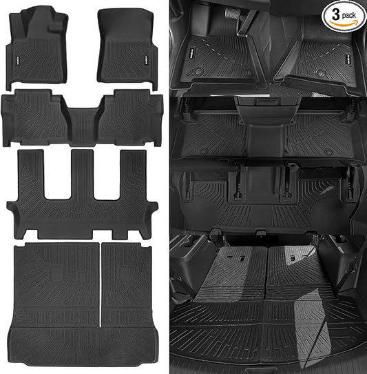 Naibeve Floor Mats for 2012-2022 Toyota Sequoia 2nd Row Bench Seat | All Weather Custom Fit Floor Mats, Cargo Mat, Backrest Mats, Not for Bucket Seats Interior Protector accessories