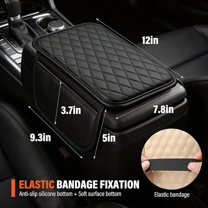 Center Console Cover with 2 Storage Bags, Universal Arm Cover for Car Pad Middle Console Cover, Scratch-Resistant & Waterproof, Easy to Clean