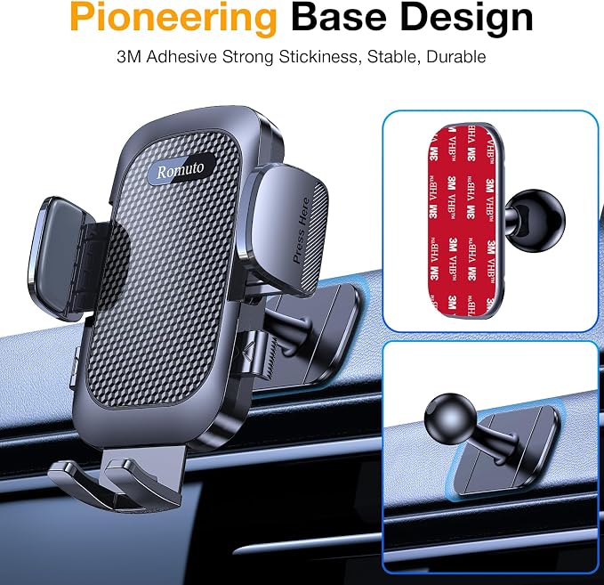 Romuto Phone Holders for Your Car Phone Holder Mount【Super Suction】 Cell Phone Holder for Car Accessories for Women Men【360° Adjustable】 Suction Phone Mount for Car, Window, Bathroom