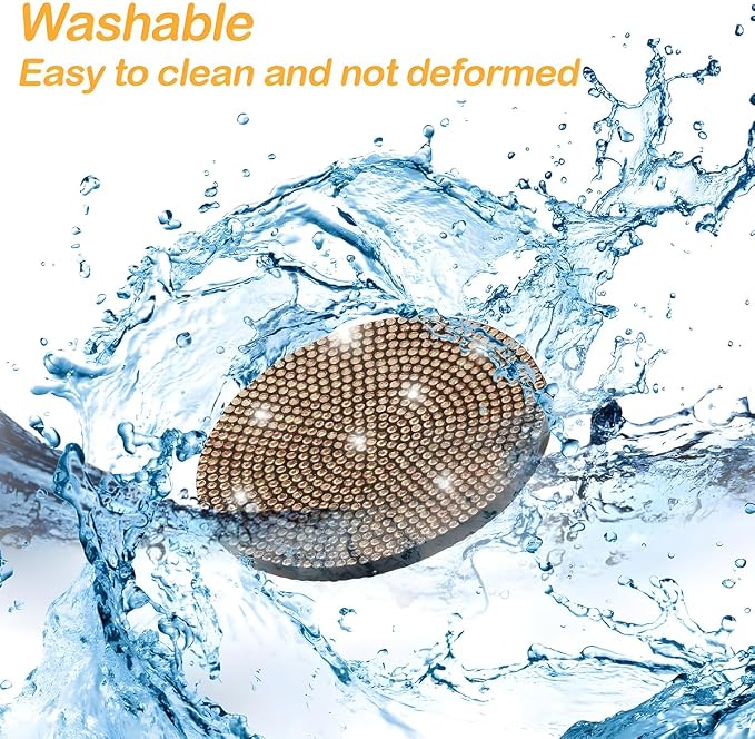 Osilly Bling Car Cup Holder Coaster, Crystal Rhinestone Anti-Slip Insert Coasters, Universal 2.75 Inch Fashion Automotive Cup Mat, Car Interior Accessories Decor Gifts for Women (Golden, 4PCS)