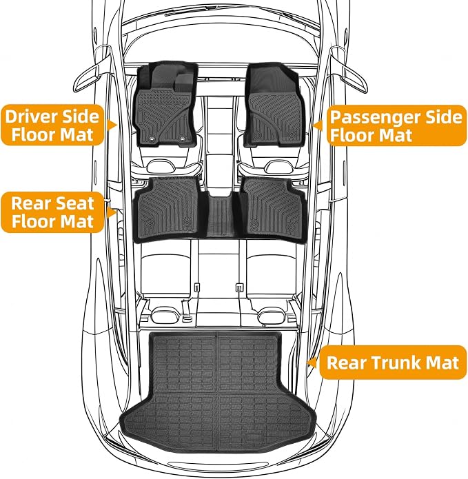 Floor Mats for Toyota Prius 2004-2007-2009, Custom Fit for 2nd Gen Prius | for Prius c & Prius v, TPE Non-Slip Waterproof Front & 2nd Row & Cargo Liner Car Accessories