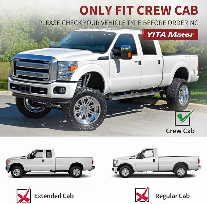 YITAMOTOR Floor Mats Fit for 2012-2016 Ford F250/F350/F450/F550 Super Duty SuperCrew/Crew Cab, TPE All Weather Custom Fit Floor Liner for F-250/F-350/F-450/F-550 Carpet Floor, 1st & 2nd Row Mats Black