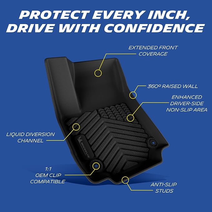 Michelin Vehicle Mats, All-Weather TPE Custom Fit Liner for 2025-2026 Chevrolet Equinox/GMC Terrain Gas (3 Piece), Premier