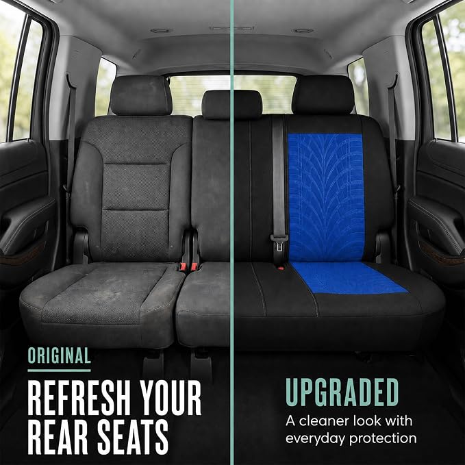 FH Group Rear Set Travel Master Car Seat Covers - Universal Fit, Split Bench Rear Seat, Washable, for SUV, Sedan, Blue