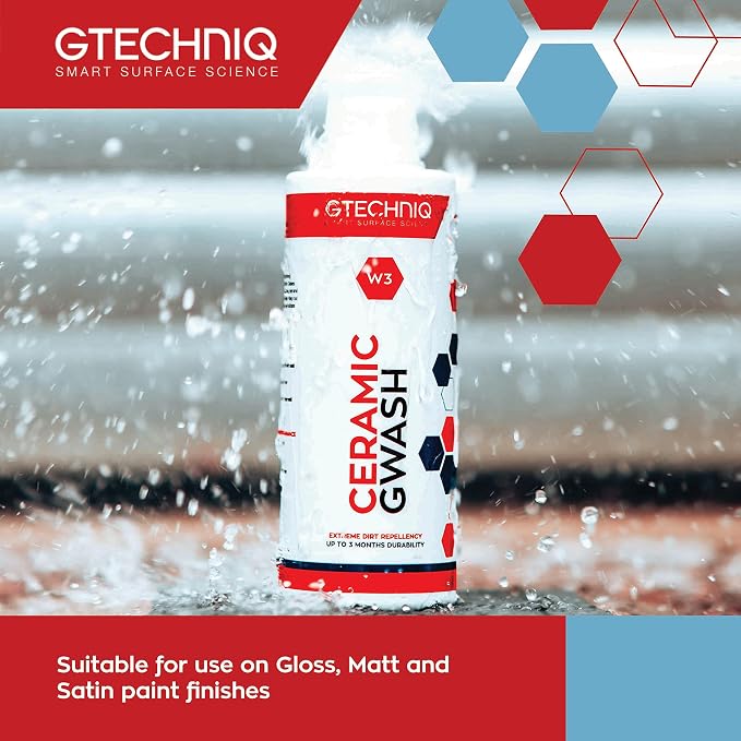 Gtechniq Car Shampoo, 2-in-1 Ceramic GWash & Hydrophobic Coating 16.9 fl oz | Advanced Car Care Solution Cleans and Repels Dirt, Long Lasting Protection and Shine, Easy to Apply