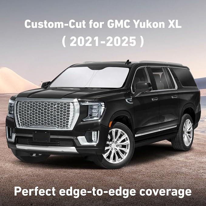 EcoNour Windshield Sunshade Compatible for GMC YukonXL 2021-2023 2024 2025, Sun Visor for Front Windshield & Window Sun Shade Cover, UV Heat Blocker & Protector, Car Accessories