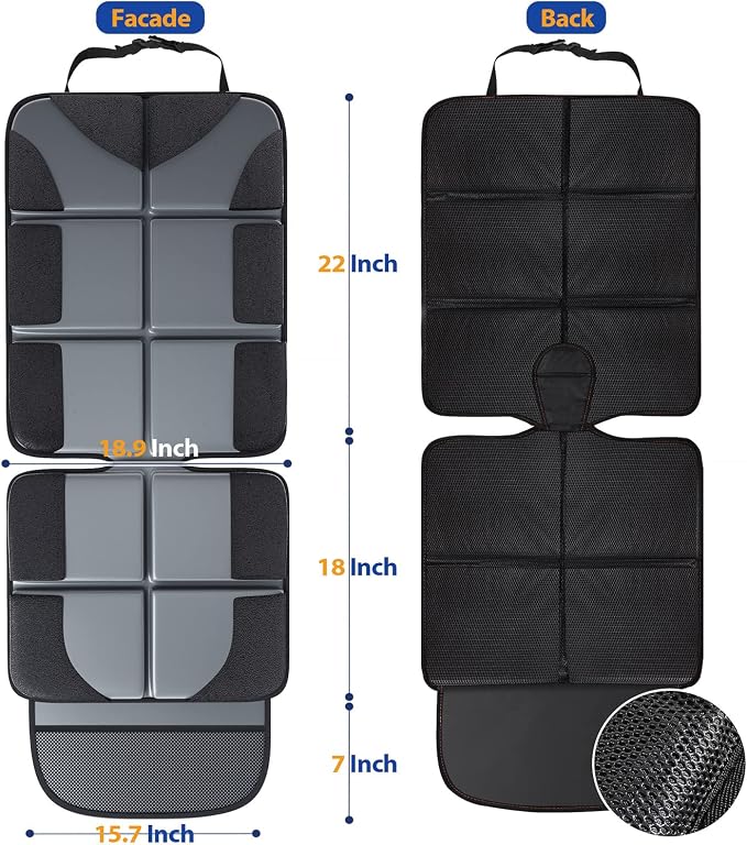 Gimars Car Seat Protectors, 2 Pack XL 5-Layer Thickest EPE Waterproof Protectors with 600D Fabric, Nonslip Backing, Storage Pockets for SUV, Sedan, Truck, Leather Seats (Gray)