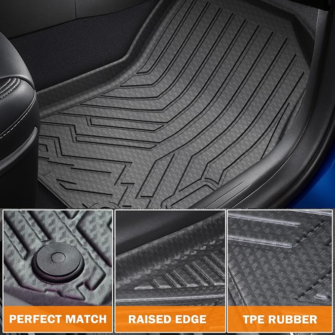 KUST Floor Mats for Toyota Tacoma 1995-2004 (Not for Double Cab), All Weather Floor Liners for Tacoma Accessories Car Mats TPE Rubber High Edge, Front 2PCS