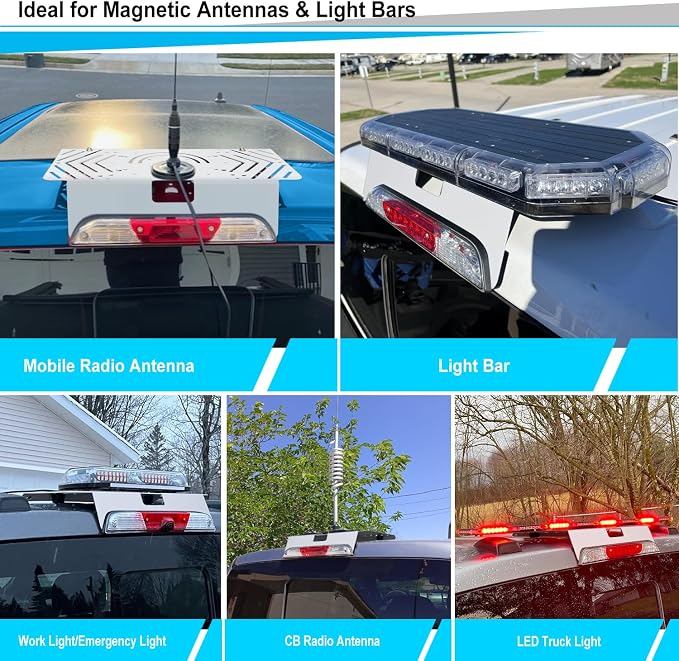 TOPOWN White Metal Drill-Free Light Bar Cab Mount for Ford F-150 (2015+) for Ford F-250-F-550 (2017+),Fit for Magnetic Light Bar and Magnetic Antenna, Support Bolt-on Mounting, Metal Light Bar Mount