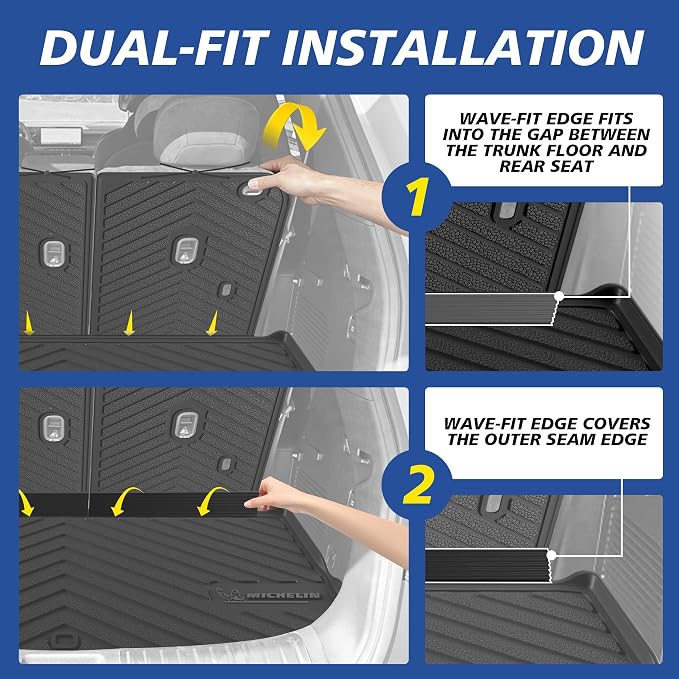 Michelin Vehicle Mats, Premier Series All-Weather TPE Custom Fit Liner for 2022-2026 Ford Explorer 6 Seats Captain Chairs Active/ST-Line/ST/Platinum/Tremor Floor Mats (5 Piece)