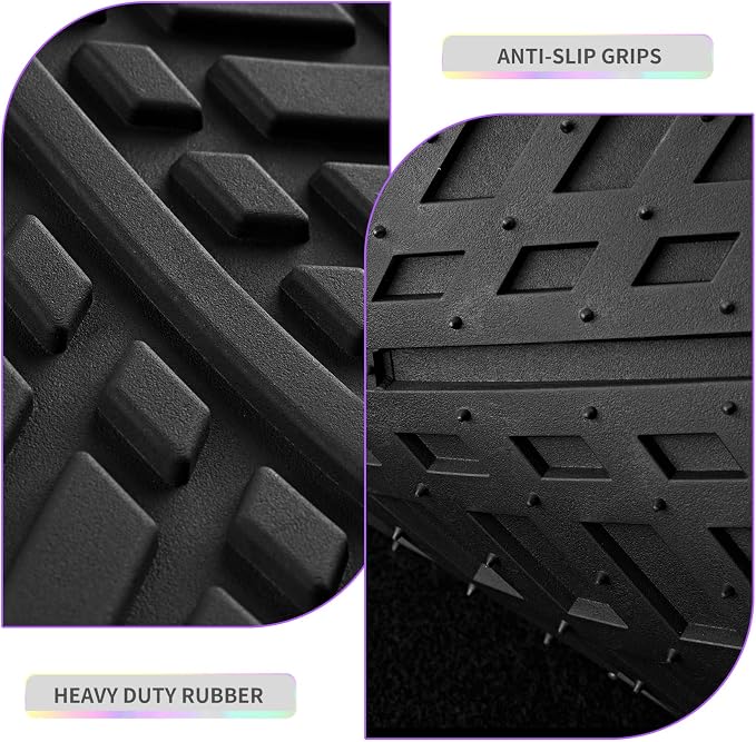 PIC AUTO Car Floor Mats, Purple Aluminum-Molded with Full-Circle Iridescent Inlay Strip Car Mats, Universal-Fit Rubber Mats for Cars, Trucks & SUVs, All-Weather, Non-Slip, Easy-to-Clean Interior Mats