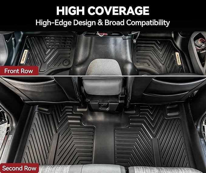 YITAMOTOR Floor Mats Fit 2015-2026 Ford F-150 Super/Extended Cab Bench Seat | Not for SuperCrew Cab, Custom Fit All Weather Anti-slip TPE Rubber Mat, F 150 Floor Liners Set, 1st & 2nd Row, Black