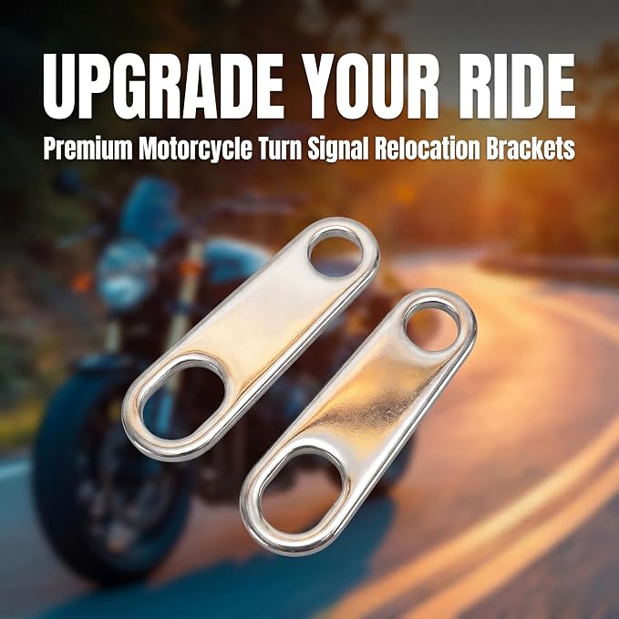 ANKIA 2PCS Motorcycle Indicator Turn Signal Light Lamp Relocater Holder Shock Brackets for Harley Motorbike Bobber Old School Cafe Racer (Silver)