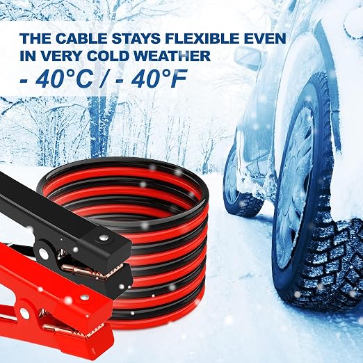 Heavy Duty Jumper Cables,0 Gauge 25 Feet Booster Battery Cable,Automotive Wires with Alligator Clips,600D Fabric Carrying Bag,Safety Gloves and Iron Brush for Cars Truck