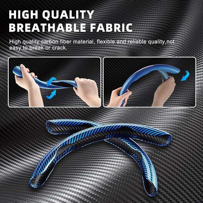 Amiss 3pcs Carbon Fiber Anti-Skid Steering Wheel Cover, Waterproof Design, Universal Fit for 14-16 Inch Car Wheel Cover, Interior Car Accessories for Jeeps, SUVs, Trucks (Glossy Blue)