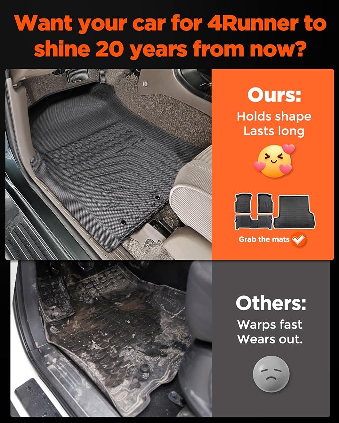 Car Floor Mats for Toyota 4Runner 1996 1997 1998 1999 2000 2001 2002 | All Weather for 3rd gen 4 runner Accessories, for Limited SR5 Base N180 SUV N180 Accessories