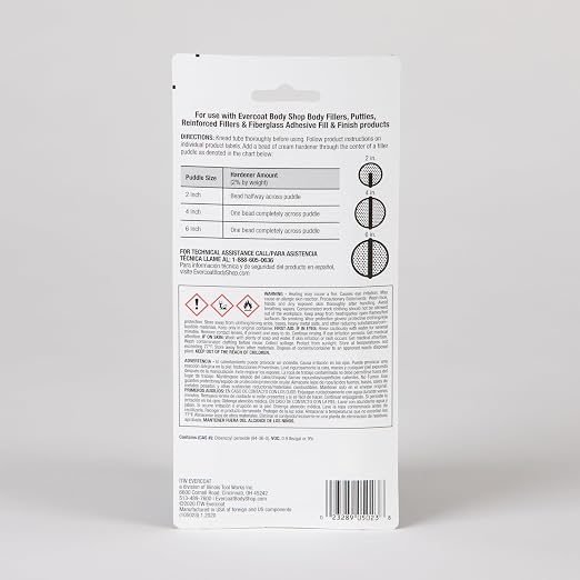 Evercoat Body Shop 105023 Blue Cream Hardener for Use with Fillers, Putties, Reinforced Fillers & Fiber Glass Adhesive Fill & Finish Products 2.75 Fl Oz.