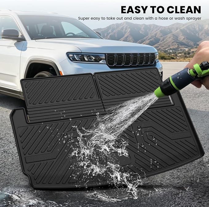LASFIT Cargo Mats for Jeep Grand Cherokee L 2021-2025 2026 Accessories Rear Backrest Mats All Weather TPE Custom Fit Trunk Seatback Mats, Black