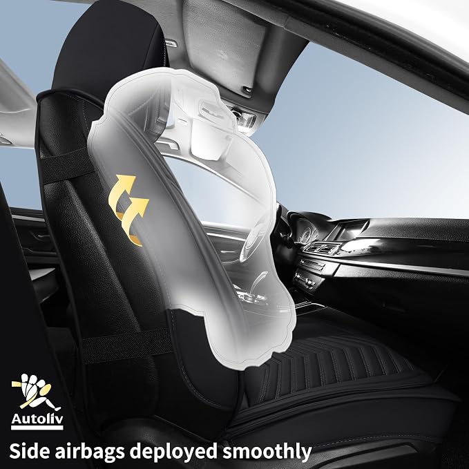 HChengkikz Front Car Seat Cover, Waterproof Faux Leather (Black) | Easy Maintenance, Airbag Compatible, Universal Fit For Most SUVs Trucks Pick-ups Sedans
