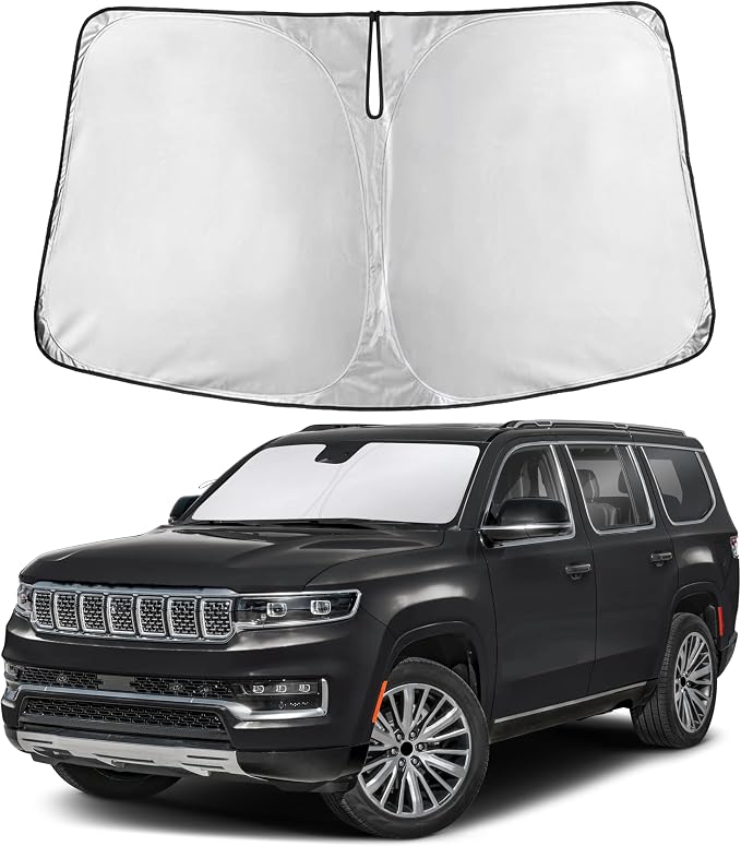 EcoNour Windshield Sunshade Compatible for Jeep GrandWagoneer 2022-2024 2025 2026, Sun Visor for Front Windshield & Window Sun Shade Cover, UV Heat Blocker & Protector, Car Accessories