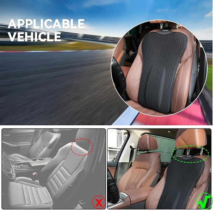 XUKEY Lumbar Pillow Gel Support Pillow Back Support Cushion,Gel Lumbar Support Pillow Relief Back Sciatica Pain for Car Seat Cushion,Car Seat Lumbar Support with Adjustable Straps Improve Posture
