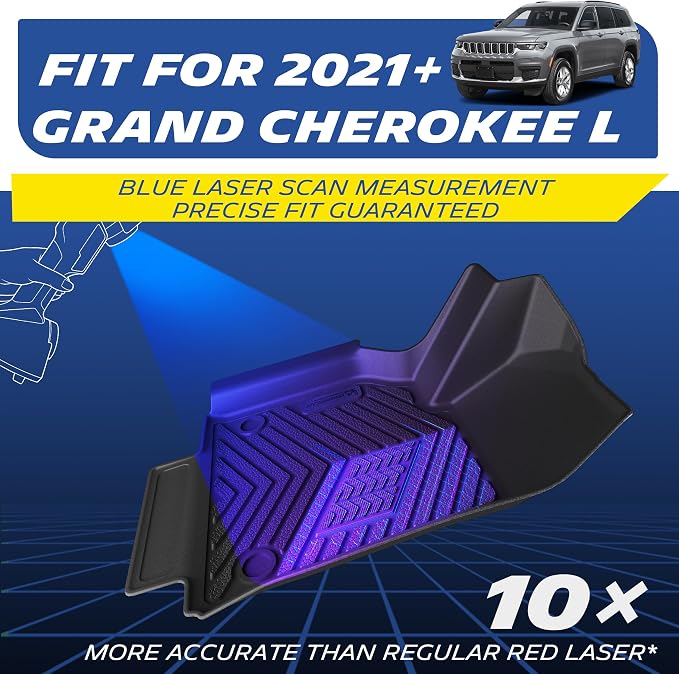 Michelin Vehicle Mats, Premier Series All-Weather TPE Custom Fit Liner for 2021-2026 Jeep Grand Cherokee L 6-Seat with Center Console Floor Mats, Not Fit 7-Seat (6 Piece)