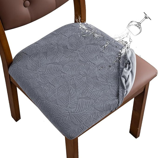 Waterproof Seat Cover for Chairs Dining Room Chair Seat Covers Washable Kitchen Chair Seat Slipcovers Protector (Dark Gray, 6 PCS)