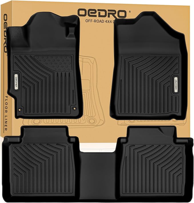 OEDRO Floor Mats Fit for 2011-2007 Toyota Camry, All Weather Protection | Custom Fit Front & 2nd Row Floor Liner Set, TPE All Weather Protection Camry Car Mats, Black