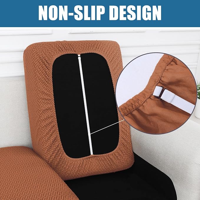 Smiry Waterproof Couch Cushion Covers, Stretch Jacquard Thick Sofa Cushion Covers, Washable Seat Slipcover Elastic Furniture Protector for Pets, Kid (3PC, Rust)
