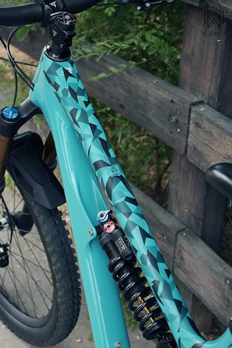 Bike Frame Protection Tape- High Impact Clear Vinyl Wrap Includes Tool (4”x72) Bicycle Frame Protector, Mountain Bike Frame Guard Chainstay Protector (Geometric Camouflage)